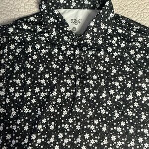 Men's Black Floral Polo Shirt